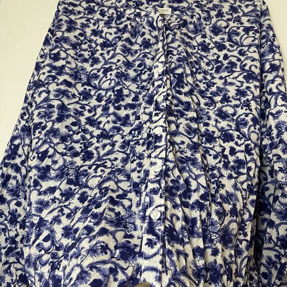 ANTHROPOLOGIE Pilcro blue floral damask button down long sleeve blouse top MED - Picture 5 of 6